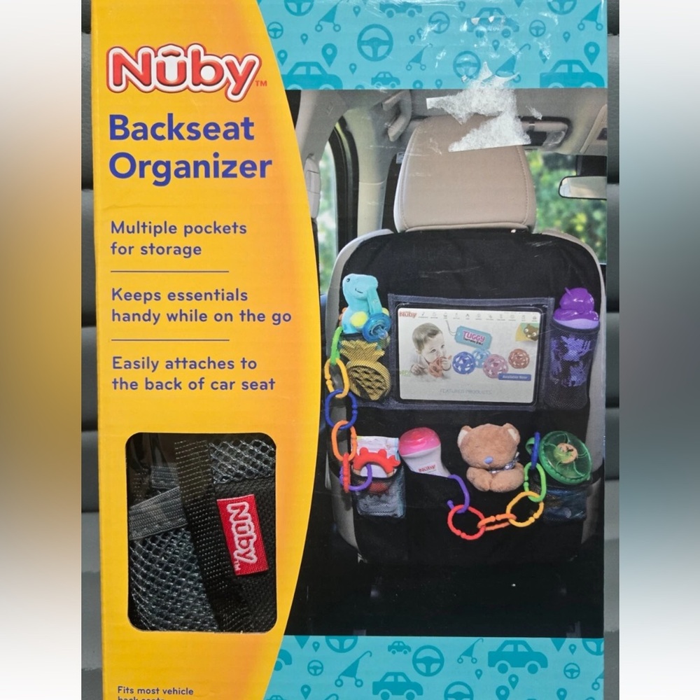 NUBY Childs Backseat Organizer with Multiple Pockets For Storage Black